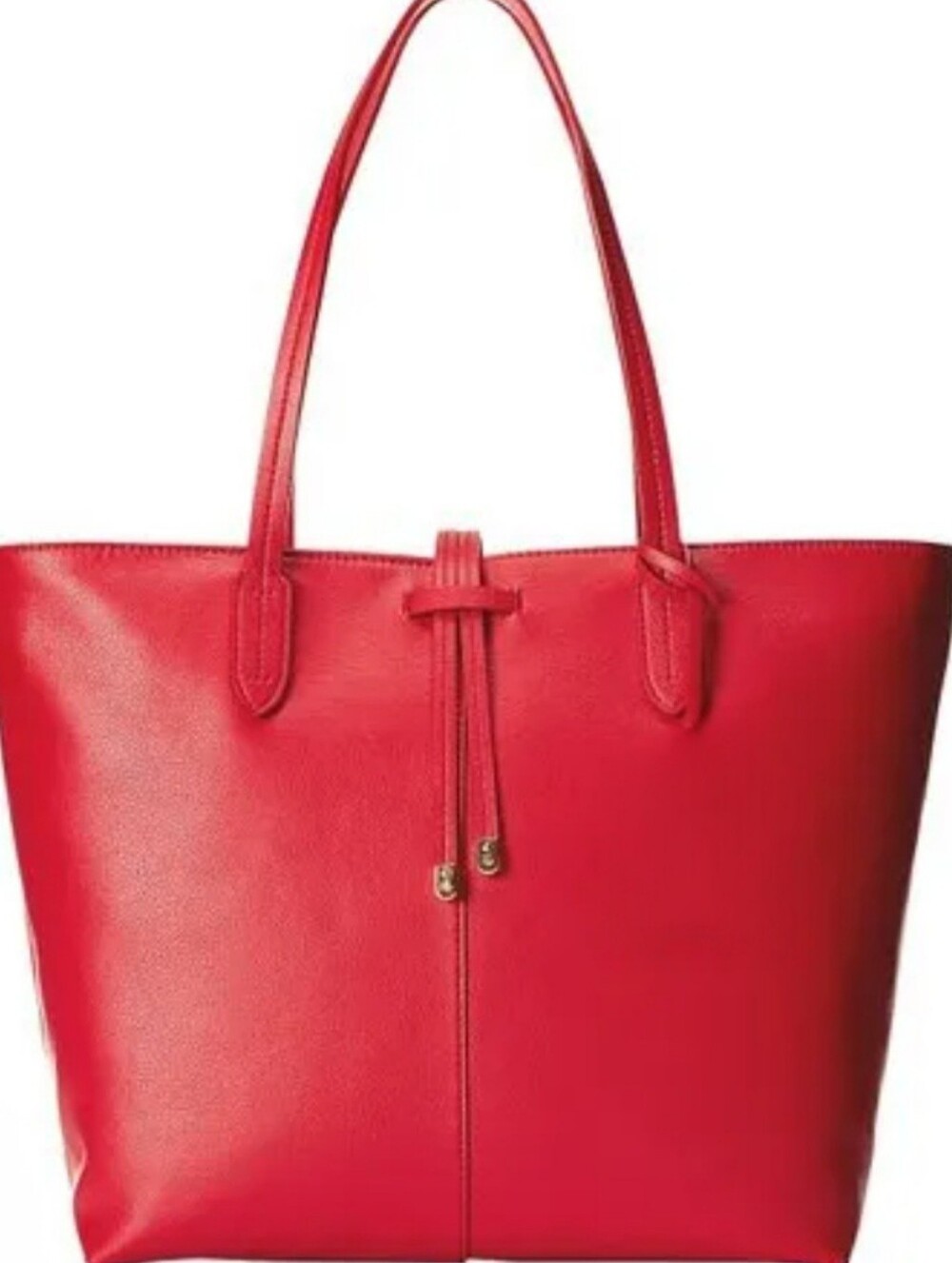 Ralph Lauren Crawley Red Leather Tote with Gold Accents